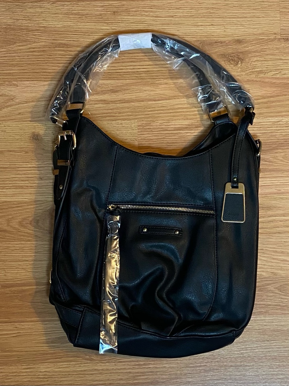 Brand New - Aldo Black Shoulder Bag with Gold-Tone Accents